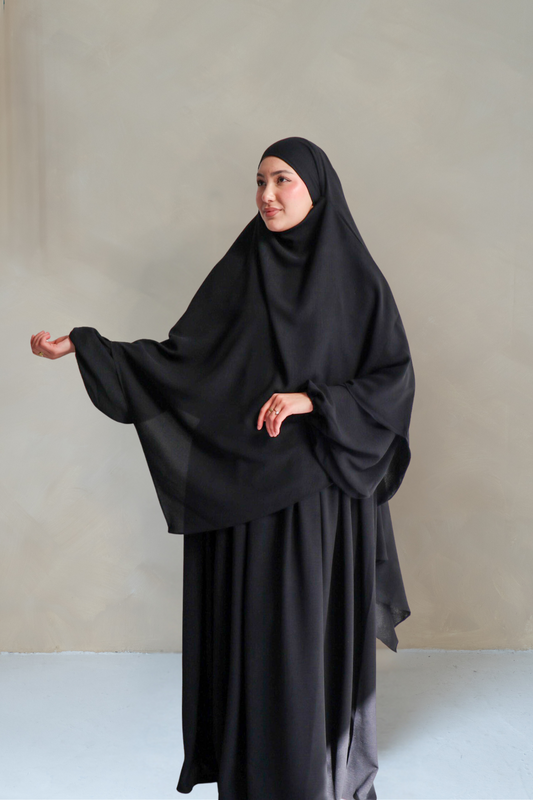 Noor Khimar/Abaya Set- Black