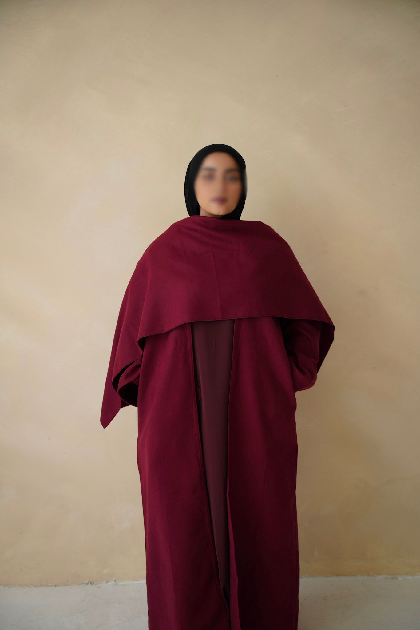 Maroon Cape Coat Abaya