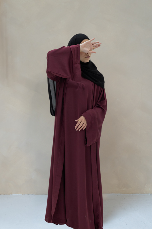 Essential Abaya 2-Piece Set - Dark Plum