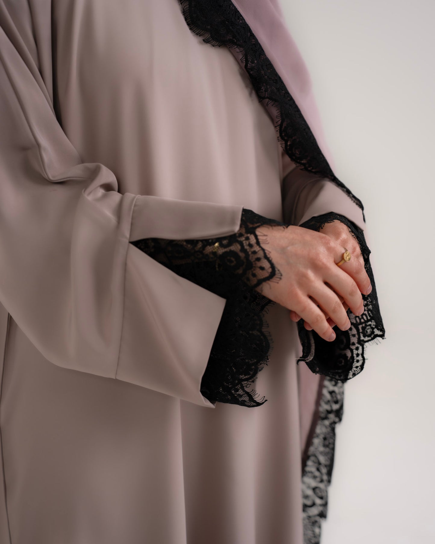Aleena Lace Abaya- Taupe