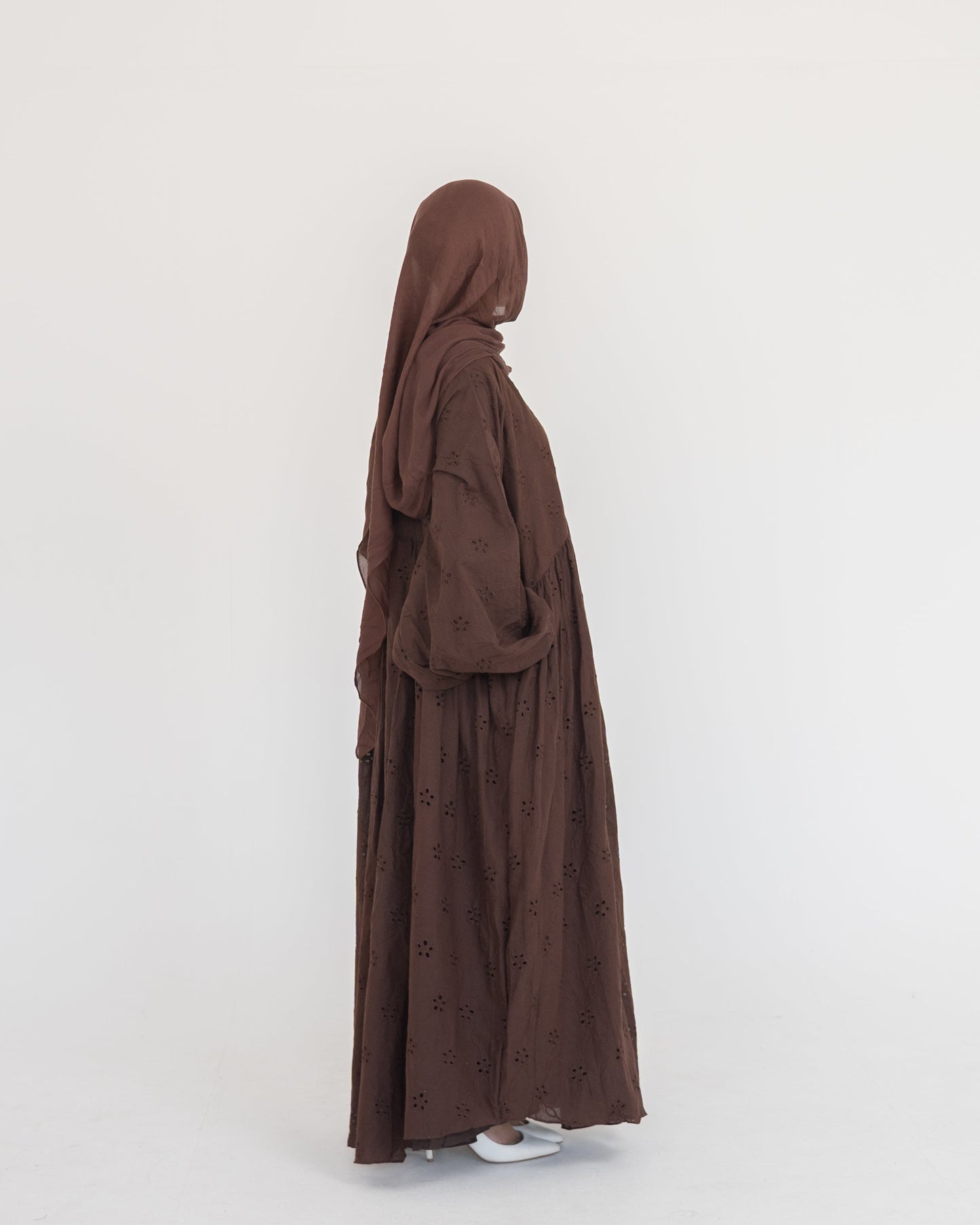 Luna Abaya-Chocolate Eyelet