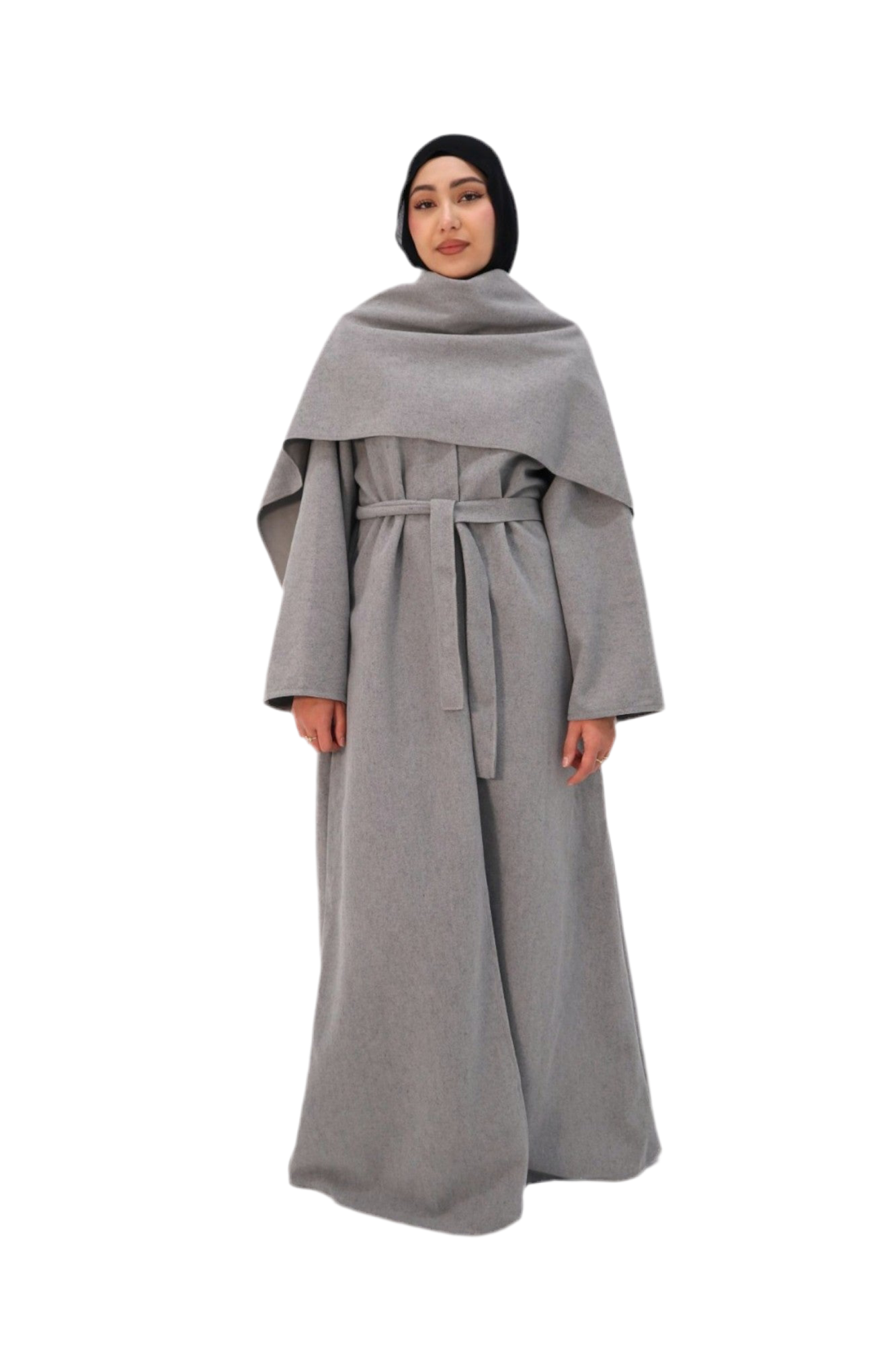Soft Grey Maya Cape Coat Abaya