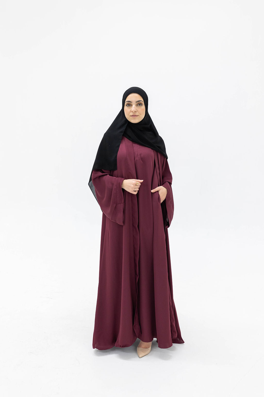 Essential Abaya 2-Piece Set - Dark Plum