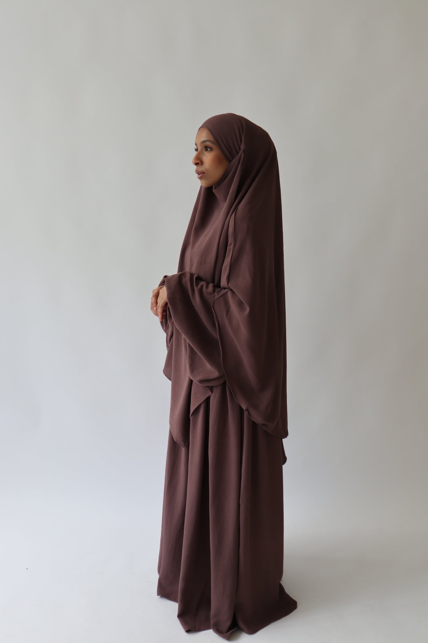 Noor Khimar/Abaya Set- Dark Mauve