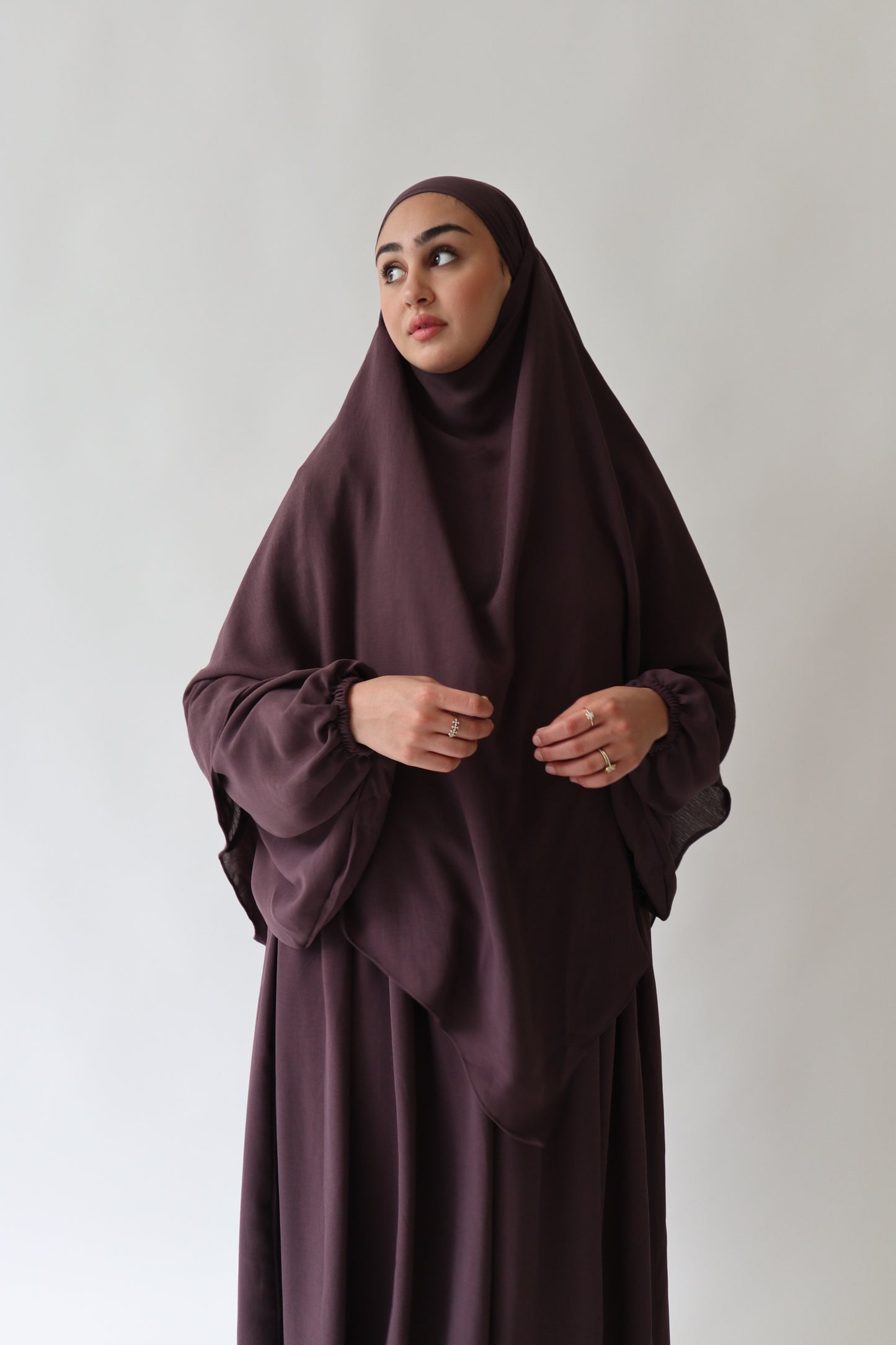 Noor Khimar/Abaya Set- Dark Purple
