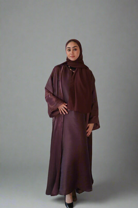 Lana Luxury Abaya Set in Chocolate Brown