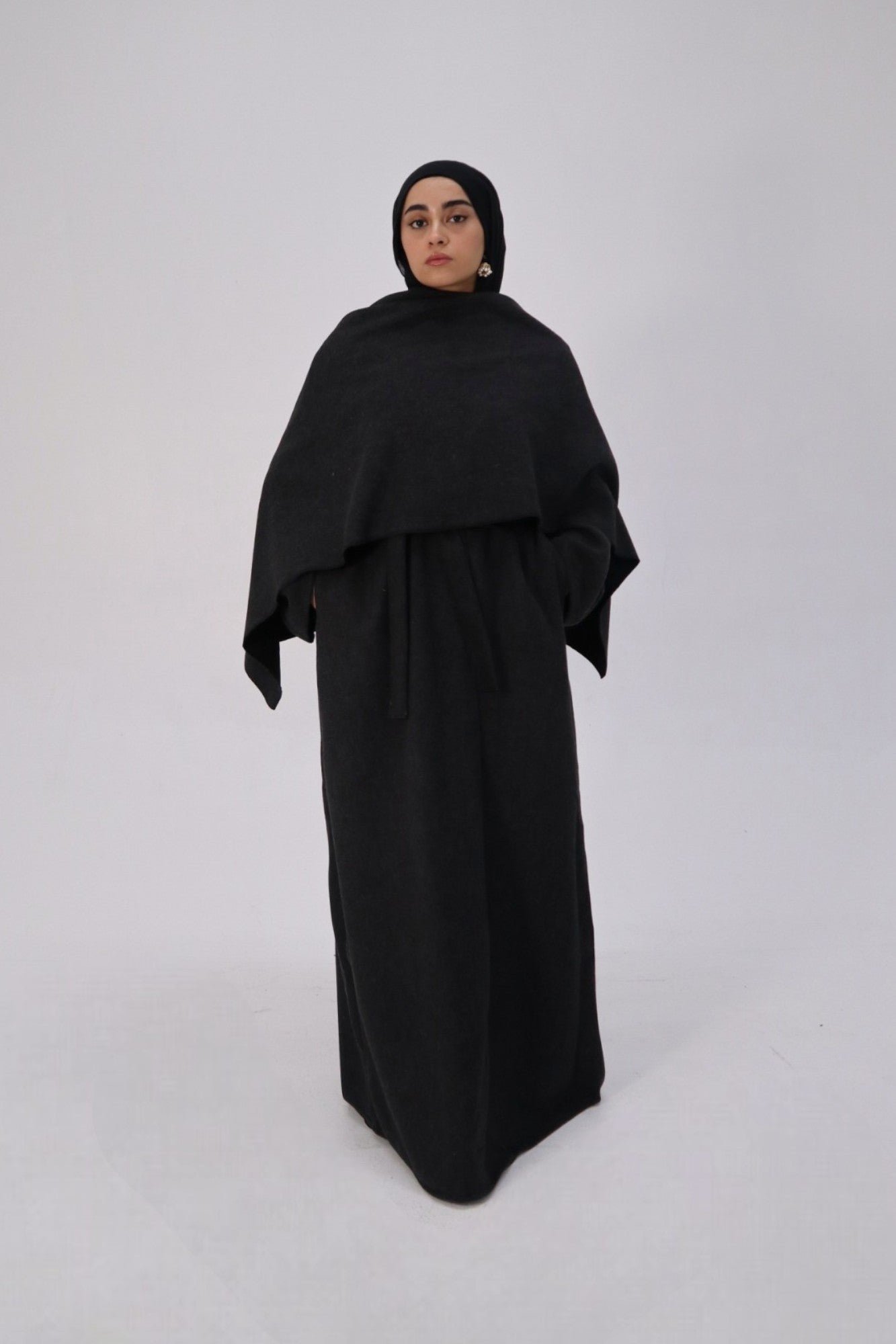 Dark Grey Maya Cape Coat Abaya
