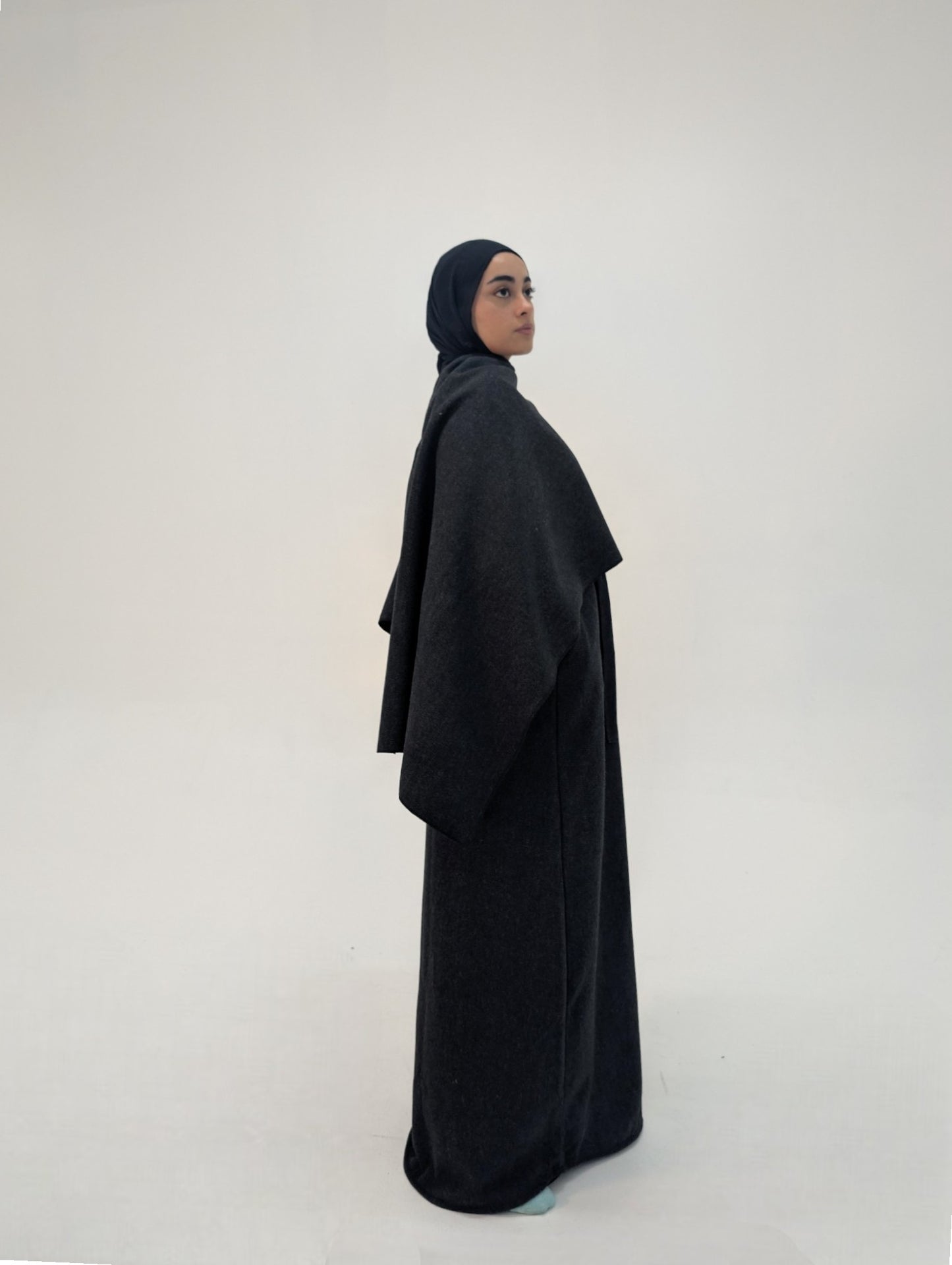 Dark Grey Maya Cape Coat Abaya