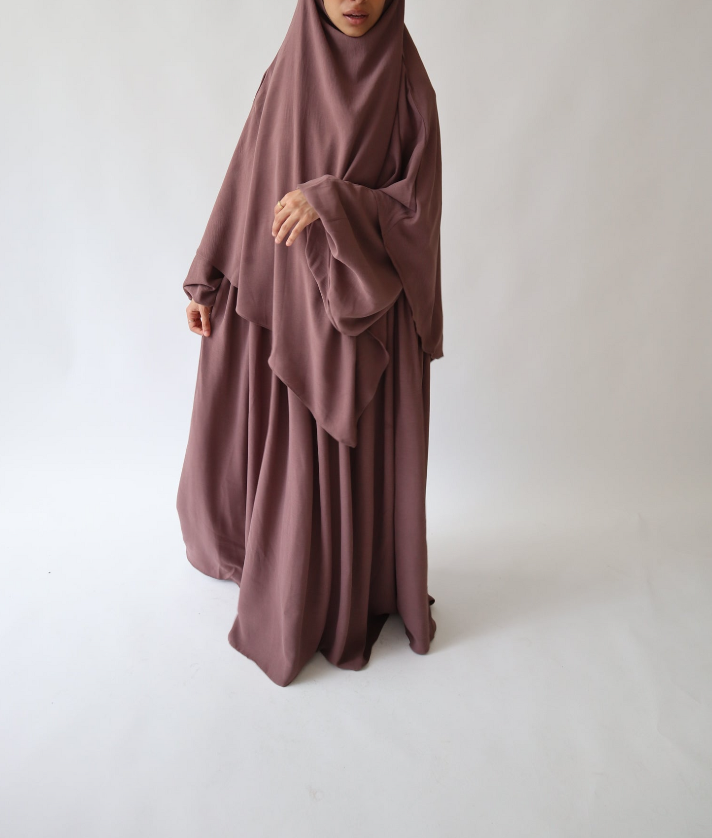 Noor Khimar/Abaya Set- Dark Mauve