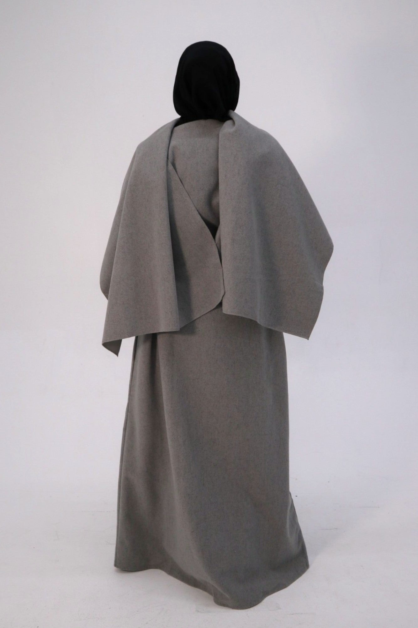 Soft Grey Maya Cape Coat Abaya