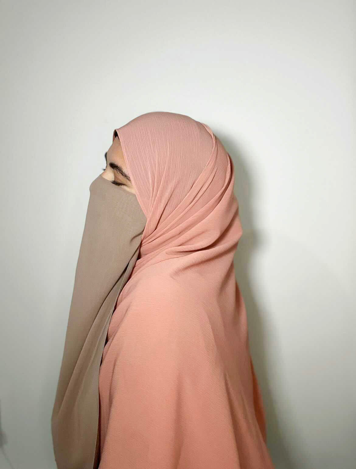 Long Half Niqab-Beige