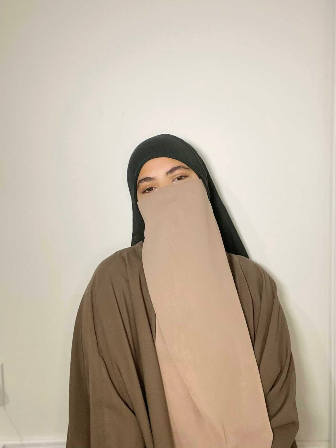 Long Half Niqab-Beige
