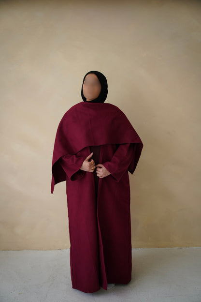 Maroon Cape Coat Abaya