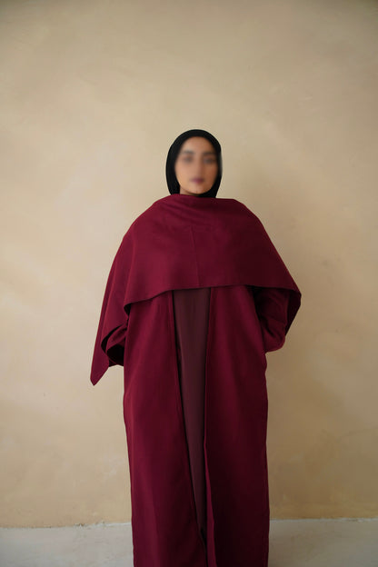Maroon Cape Coat Abaya