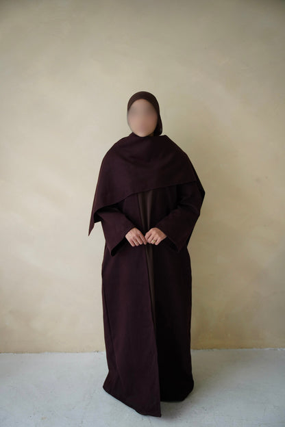 Chocolate Brown Cape Coat Abaya