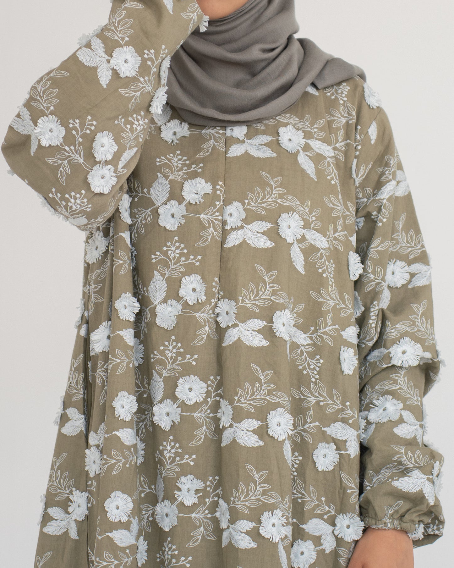 Raha Cotton Abaya - Sage