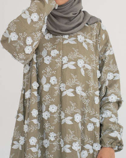 Raha Cotton Abaya - Sage