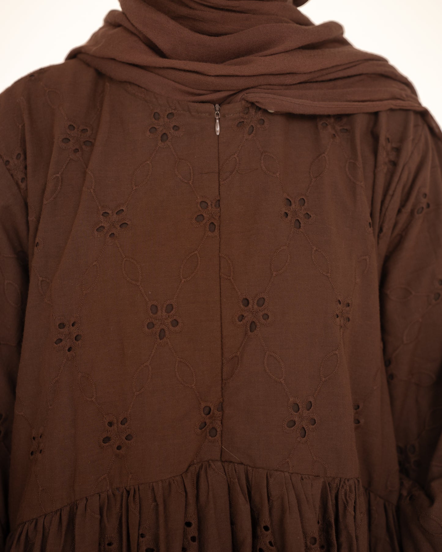 Luna Abaya-Chocolate Eyelet