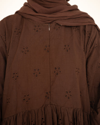 Luna Abaya-Chocolate Eyelet