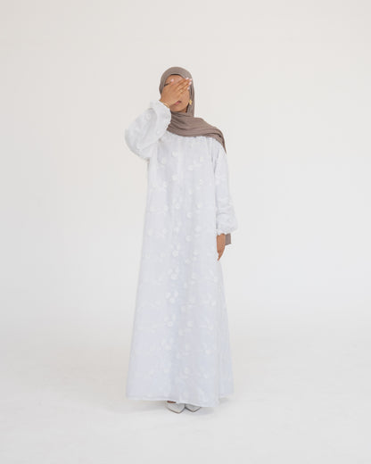 Raha Cotton Abaya - White
