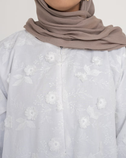 Raha Cotton Abaya - White