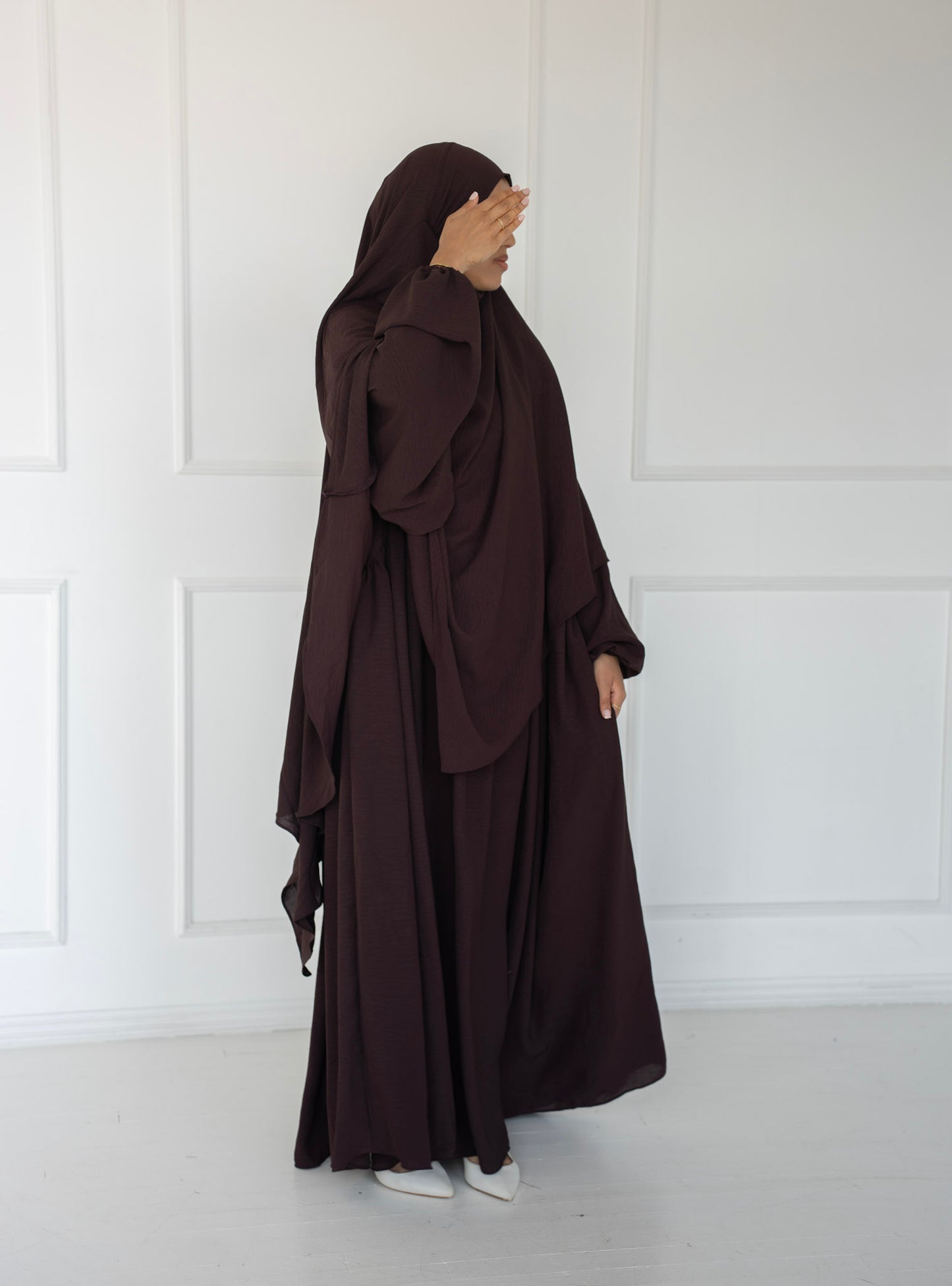 Noor Khimar/Abaya Set-Chocolate