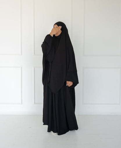 Noor Khimar/Abaya Set- Black
