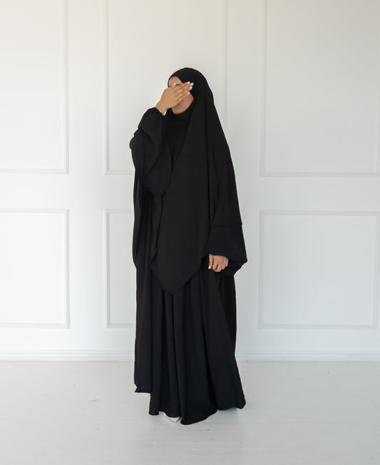 Noor Khimar/Abaya Set- Black