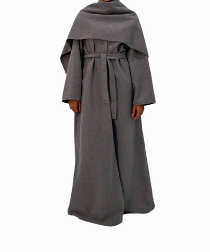 Grey Maya Cape Coat Abaya (Pre Orders)