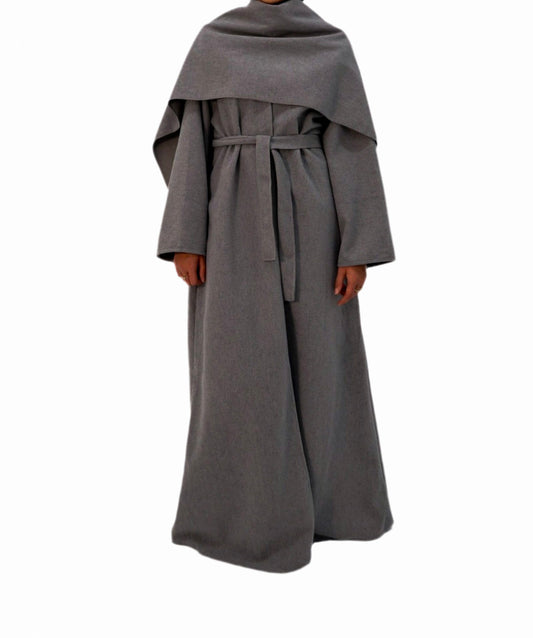 Grey Maya Cape Coat Abaya (Pre Orders)
