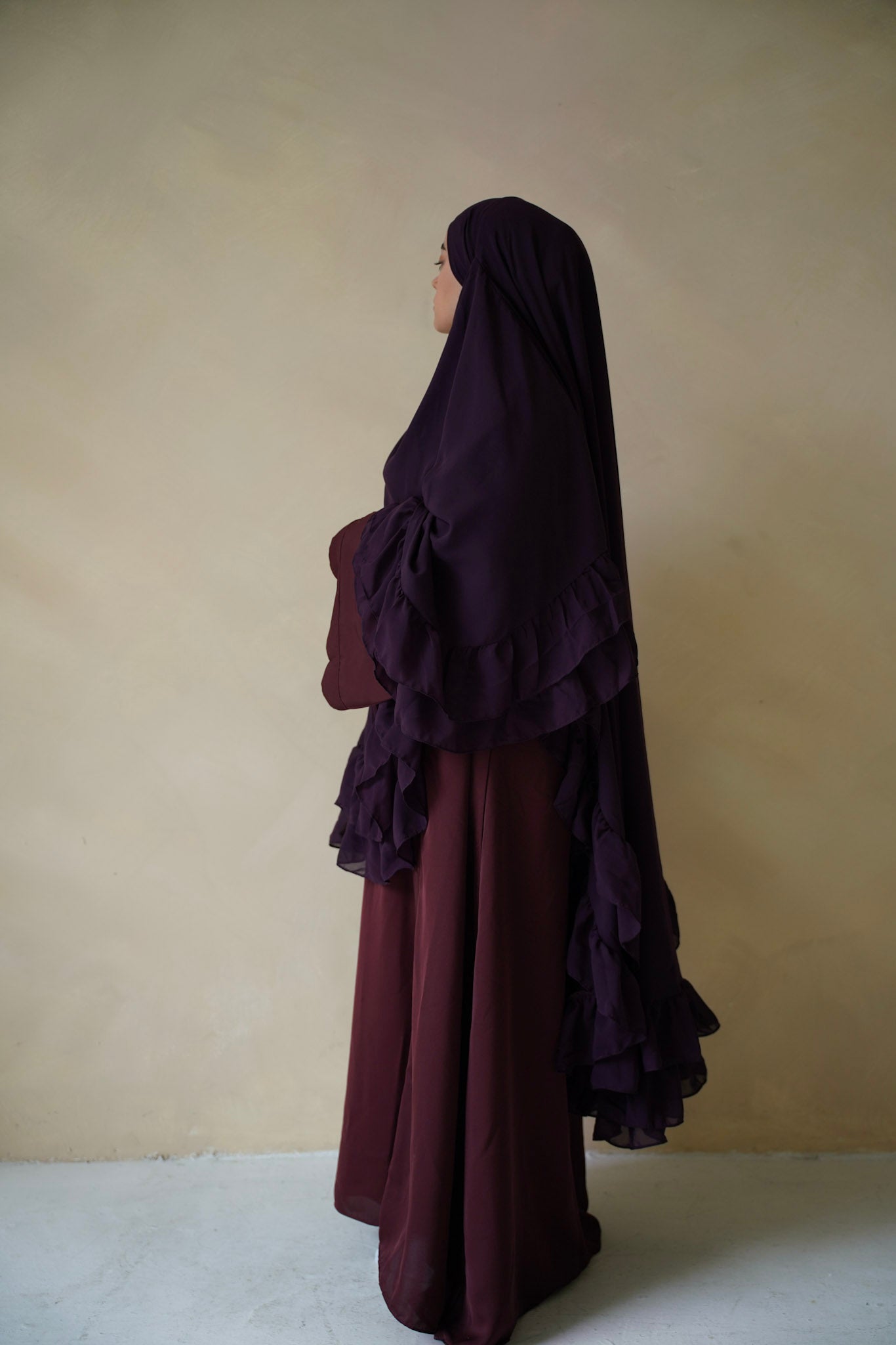 Ruffle Khimar – Dark Purple (Pre-Order)