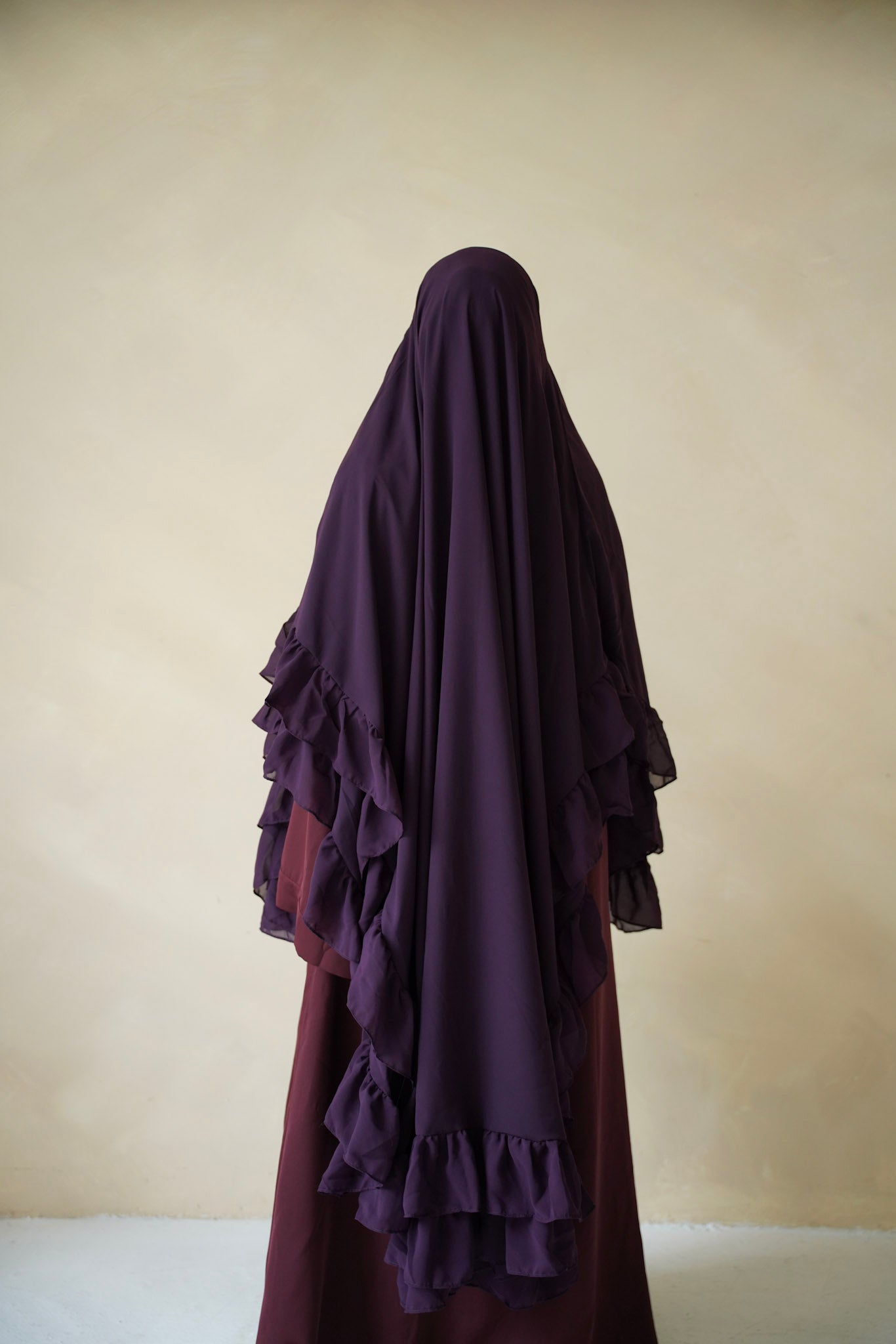 Ruffle Khimar – Dark Purple (Pre-Order)