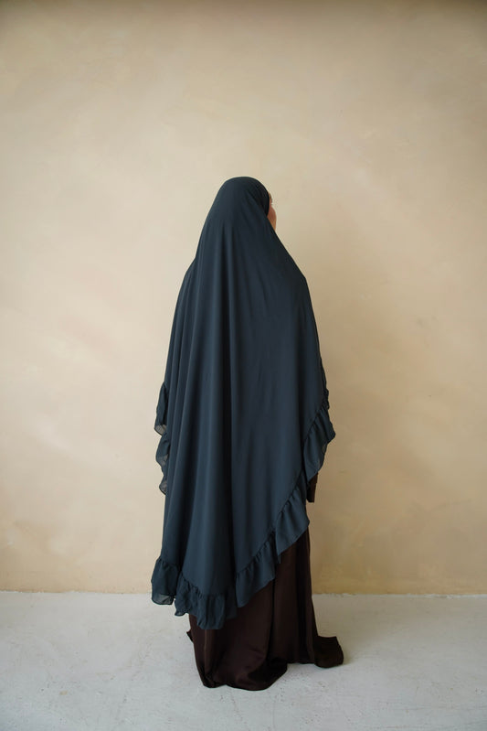 Ruffle Khimar – Grey (Pre-Order)