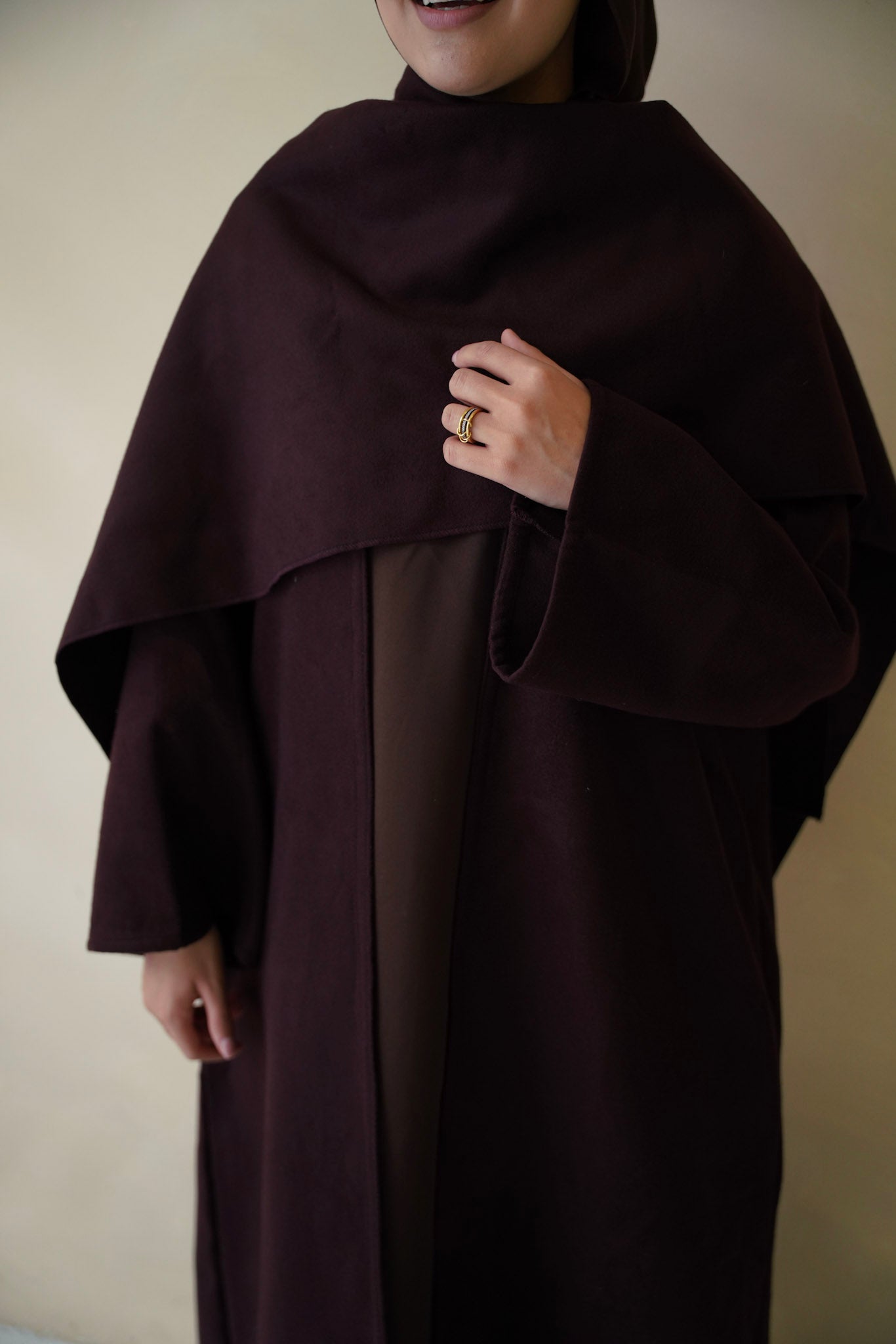 Chocolate Brown Cape Coat Abaya