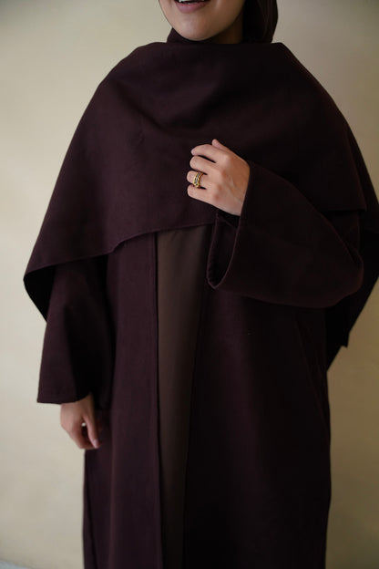 Chocolate Brown Cape Coat Abaya