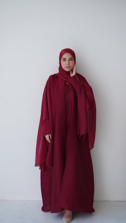 Ayla Luxury Abaya - Carmine