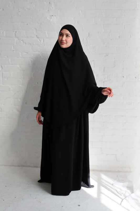 Noor Khimar/Abaya Set- Black