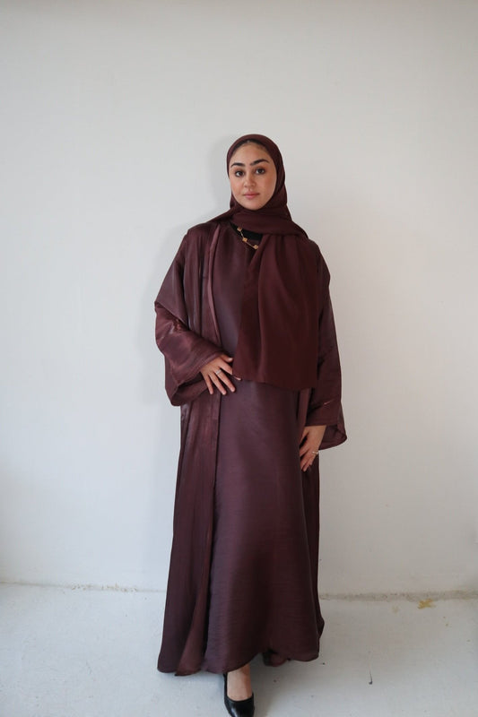 Lana Luxury Abaya Set in Chocolate Brown