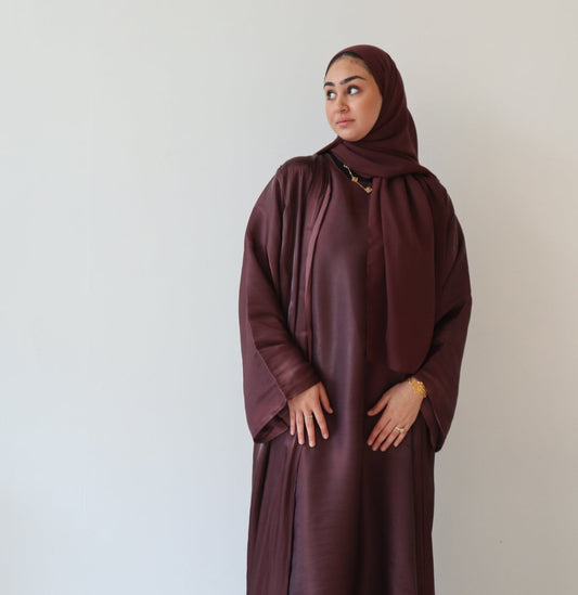 Lana Luxury Abaya Set in Chocolate Brown