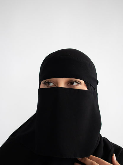 Short Single Layer Niqab-Black