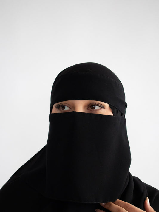 Short Single Layer Niqab-Black