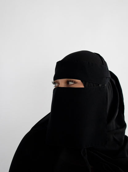 Short Single Layer Niqab-Black