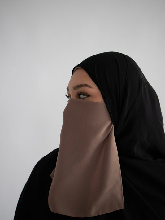Short Half Niqab- Tan