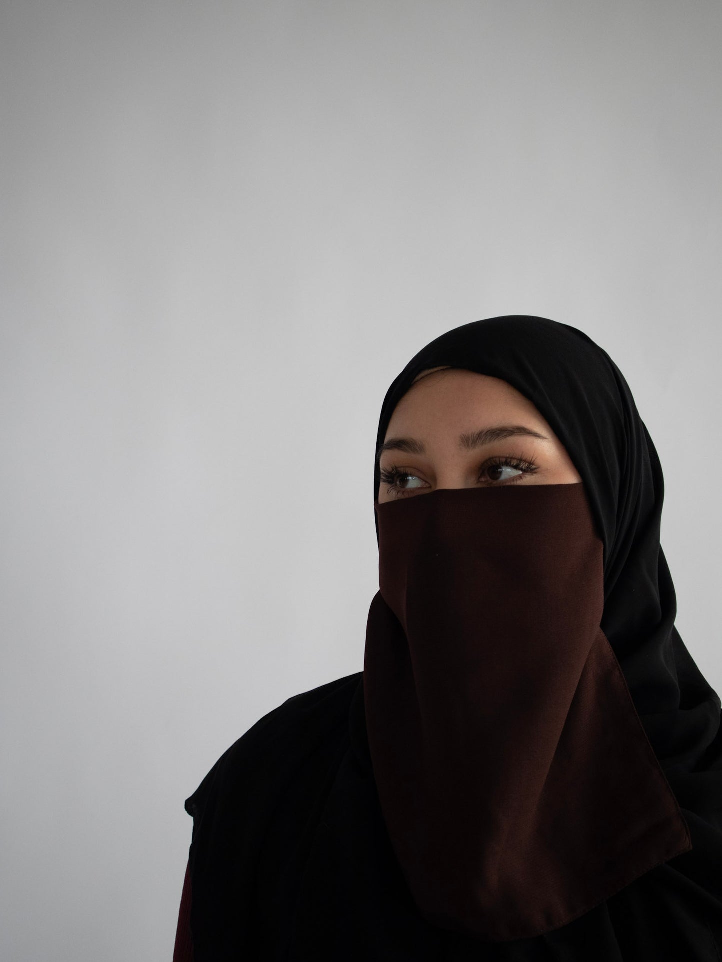 Short Half Niqab- Chocolate
