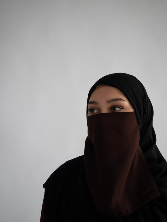 Short Half Niqab- Chocolate