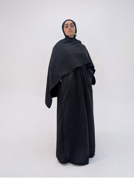 Dark Grey Maya Cape Coat Abaya