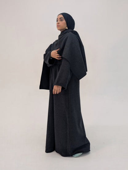 Dark Grey Maya Cape Coat Abaya