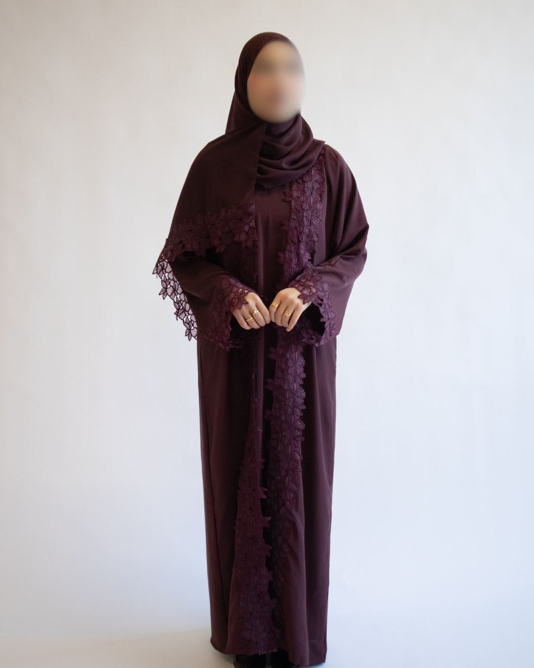Aurelia Lace Abaya-Dark Plum
