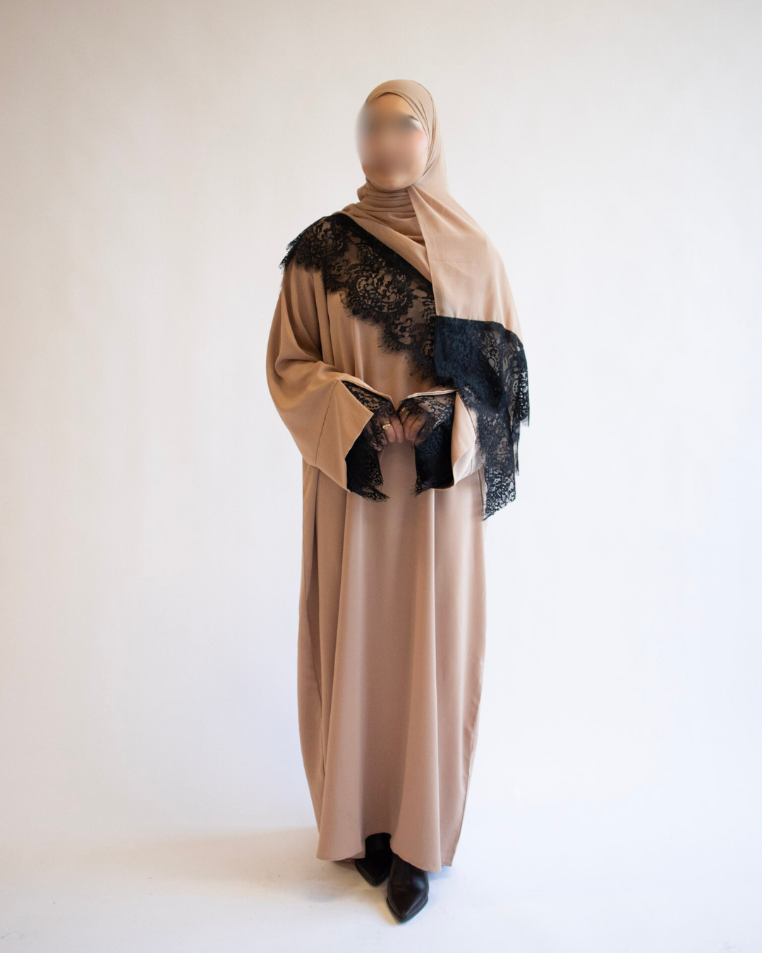 Aleena Lace Abaya- Taupe