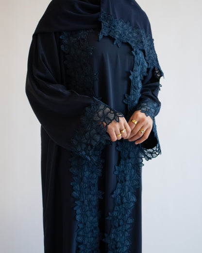Aurelia Lace Abaya - Navy